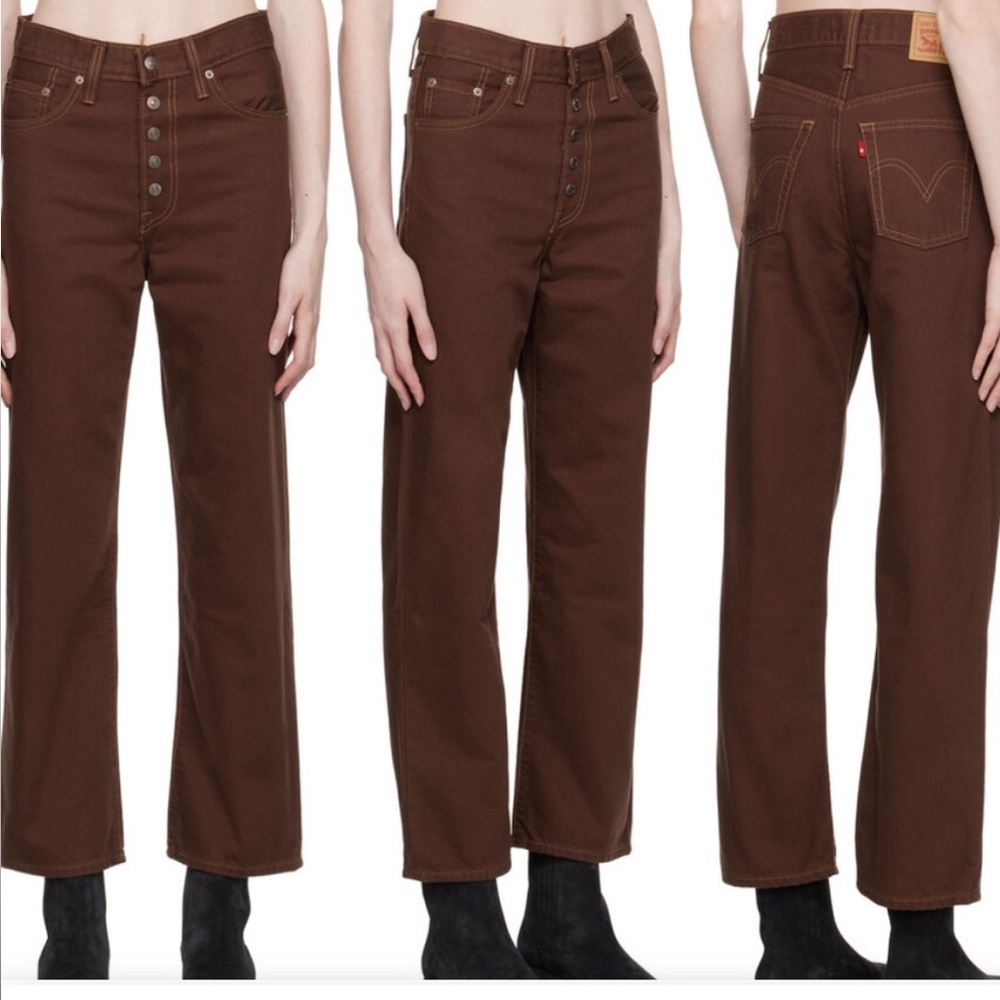 Levi's® Premium RIBCAGE STRAIGHT ANKLE WOMEN'S PANTS. NWT. Dark brown